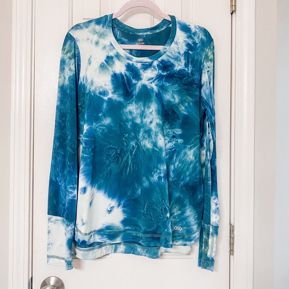 LEG3NDS • Blue Marble Libg Sleeve Rash Guard Workout Top Shirt
